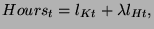 $\displaystyle Hours_{t}=l_{Kt}+\lambda l_{Ht},$