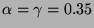 $ \alpha =\gamma =0.35 $