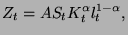 $\displaystyle Z_{t}=AS_{t}K_{t}^{\alpha }l_{t}^{1-\alpha },$